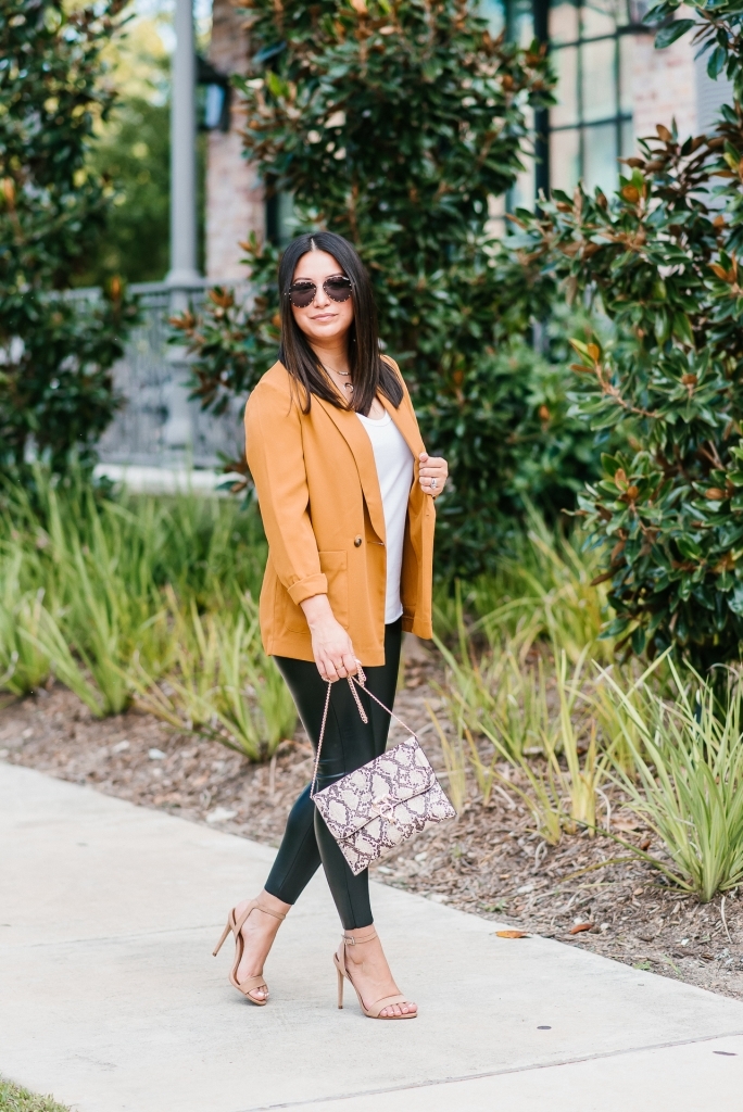 A Faux Leather Leggings Outfit and The Prettiest Dress for Fall
