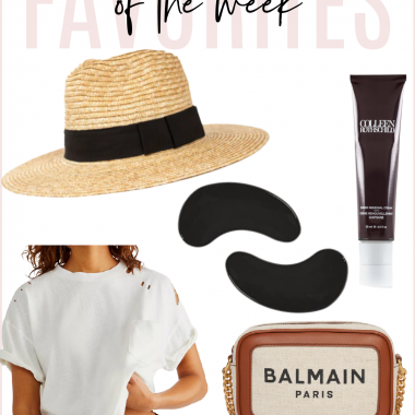 Houston top fashion and lifestyle blogger LuxMommy recaps the top fashion, beauty and lifestyle favorites for the week featuring a balmain handbag, the perfect spring and summer straw hat, Colleen Rothschild mask, the cutest distressed tee from Free People and hydrating under eye masks.