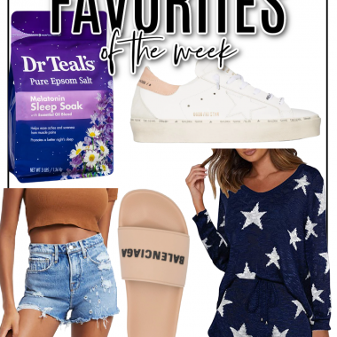 Houston fashion/lifestyle blogger LuxMommy shares favorites of the week including Balenciaga slides, Dr Teals bedtime epsom salts, two piece fourth of July star outfit, distressed denim jean shorts, and hi star sneakers