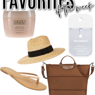 Houston fashion/lifestyle blogger LuxMommy shares favorites of the week including Colleen Rothschild restorative hair mask, moisturizing hand sanitizer, the perfect straw hat, expandable travel bag, and simple neutral flip flops