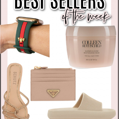 Houston fashion/lifestyle blogger LuxMommy shares best sellers of the week including Apple watch band, favorite hair mask from Colleen Rothschild, Prada card holder, Schutz sandals, and platform slides