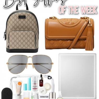 Houston fashion/lifestyle blogger LuxMommy shares best sellers of the week including large vanity mirror, Gucci backpack, Tory Burch shoulder bag, Fendi sunglasses, and Dermstore skincare set