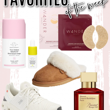 Houston fashion/lifestyle blogger LuxMommy shares favorites of the week including babyfacial from Drunk Elephant, favorite eye mask, On Cloudswift sneakers, Maison Francis Kurkdjian MFK perfume, and cozy slippers