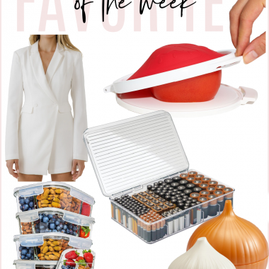 Houston fashion/lifestyle blogger LuxMommy shares favorites of the week including a blazer romper, tomato saver, garlic and onion saver, battery organizer, and glass food storage