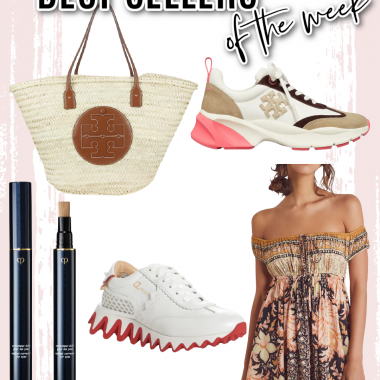 Houston fashion/lifestyle blogger LuxMommy shares best sellers of the week including Louboutin sneakers, Tory Burch sneakers, the best under eye concealer, Tory Burch straw tote that's perfect for summer, and Free People dress on sale