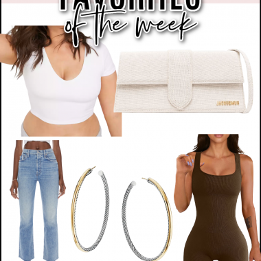 Houston fashion/lifestyle blogger LuxMommy shares favorites of the week including a perfect crop top for summer, my current favorite romper, the best hoop earrings, jeans, and a must have small shoulder bag for summer